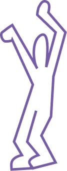 Muñeco morado bailando